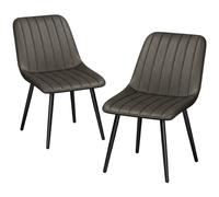 HOMCOM Faux Leather Upholstered Kitchen Chairs with Metal Legs, Grey