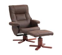 HOMCOM Faux Microfibre Leather Manual Recliner and Footstool Set, Cat Scratch Resistant, Dark Brown Aosom UK