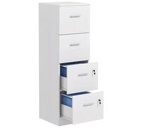 HOMCOM 4 Drawer Ash Wood Effect File Cabinet with Lock - Size: 130.8 x 40 x 42cm - White - Wilko