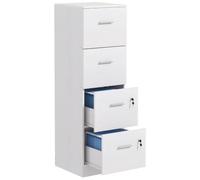 HOMCOM File Cabinet, 4 Drawers, Vertical Filing Cabinet, Ash Wood-Effect | Home Office Use, Lock, Adjustable Hanging Bar, for A4 and Letter Size