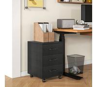3 Drawer Rolling File Cabinet With Wheels Under Desk Mobile Filing Cabinet - Black/White - Black - HOMCOM | TJ Hughes