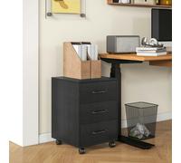 3 Drawer Rolling File Cabinet With Wheels Under Desk Mobile Filing Cabinet - Black/White - Black - HOMCOM | TJ Hughes