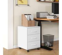File Cabinet with 3 Drawers, Under Desk Mobile Filing Cabinet White HOMCOM White One Size