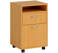 HOMCOM Filing Cabinet, Mobile File Cabinet with 2 Drawers, Office Home Organiser on Wheels, Natural Wood Finish