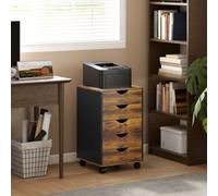 Homcom Filing Cabinet With 5 Drawers, Under Desk Drawer, Rustic Brown Brown