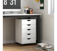 Homcom Filing Cabinet With 5 Drawers, Under Desk Drawer, White White