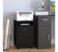 Homcom Filing Cabinet With Drawers And Open Shelf, 60Cm, Black