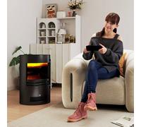 Homcom Fireplace Electric Freestanding Heater Stove W/ Thermostat Control Black Black