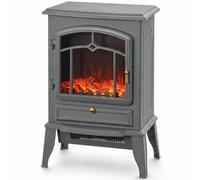 HOMCOM Fireplace Stove, Freestanding Electric Fire, 1000W/2000W, Grey