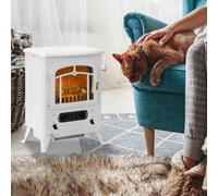 Homcom Fireplace Stove Heater Log Burning Flame Electric 950/1850W White