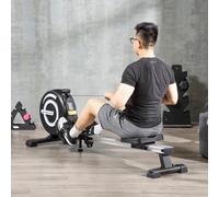 HOMCOM Folding Rowing Machine, Magnetic Rower Machine with 8 Levels Quiet Resistance, LCD Monitor, Wheels, Aluminium Slide Rail, Vertical Storage, 102kg Weight Capacity for Home Gym Cardio Training