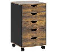 HOMCOM Five-Drawer Filing Cabinet - Rustic Brown