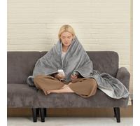HOMCOM Heated Throw with Ultra Soft Velvet, Electric Blanket, Grey - Flannel - Grey