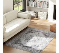 HOMCOM Vintage Area Rug, Non-Slip Washable Rug, Flannel Floor Carpet for Living Room, Bedroom, Dining Room, Home Office, 170 x 120 cm, Grey