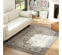 HOMCOM Flannel Non-Slip Washable Rug for Living Room, 170 x 120 cm, Grey - Beige - 230W x 160D x 0.5H cm