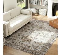 HOMCOM Flannel Non-Slip Washable Rug for Living Room, 170 x 120 cm, Grey - Beige - 290W x 200D x 0.5H cm