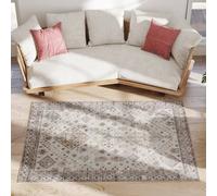 Homcom Flannel Non-Slip Washable Rug For Living Room, Beige Beige