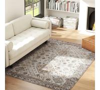 Homcom Flannel Non-Slip Washable Rug For Living Room, Beige Beige
