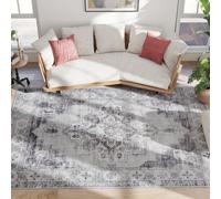 Homcom Flannel Non-Slip Washable Rug For Living Room, Grey Grey