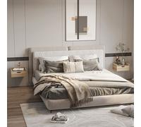 HOMCOM Floating Bedside Table Set of 2 Nightstand with Drawer for Bedroom in Light Brown HOMCOM Light Brown