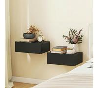 HOMCOM Floating Bedside Table Set of 2, Wall-Mounted Nightstand, Black - 15