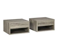 HOMCOM Floating Bedside Table Set Of 2 Wall Mounted Nightstand Brown | TJ Hughes