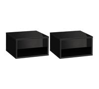 Homcom Floating Nightstands Set Of 2, Bedside Table W/ Drawer And Open Shelf In Black Black One Size