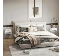 HOMCOM 2 Pieces White Bedside Cabinets w/ Slide-out Drawers and Bottom Shelves, 37W x 32D x 21Hcm Aosom UK