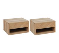 HOMCOM Floating Bedside Table Set of 2 Wall Mounted Nightstand W/ Drawer Natural | TJ Hughes