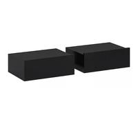 HOMCOM Floating Bedside Table Set of 2, Wall-Mounted Nightstand with Storage Drawer, Small Side End Table for Bedroom, Black