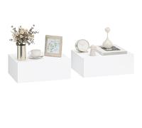 HOMCOM Floating Bedside Table Set of 2, Wall-Mounted Nightstand with Storage Drawer, White
