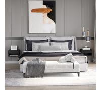 HOMCOM Floating Bedside Table Set Of 2 Wall Mounted Nightstand with Drawer - Black, Black