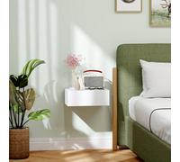 HOMCOM Floating Bedside Table, Wall-Mounted Side Table for Bedroom, White