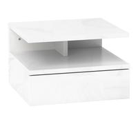 HOMCOM Floating High Gloss Bedside Table - High Gloss White