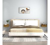 Homcom Floating Nightstand Set Of 2, Nightstand With Drawer In Brown Brown One Size