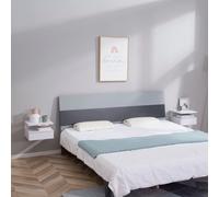 HOMCOM Floating Nightstand Set of 2, Wall Mounted Bedside Cabinet in White HOMCOM White