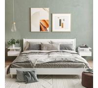 Homcom Floating Nightstand Set Of 2, Wall Mounted Bedside Cabinet In White White One Size