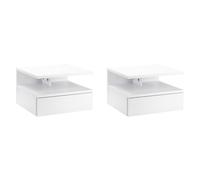 HOMCOM Floating Nightstand Set Of 2, Wall Mounted Bedside Cabinet With Drawer, White