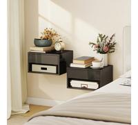 Homcom Floating Nightstands Set Of 2, Bedside Table W/ Drawer And Open Shelf
