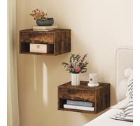 Homcom Floating Nightstands Set Of 2, Bedside Table W/ Drawer And Open Shelf
