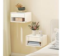 Homcom Floating Nightstands Set Of 2, Bedside Table W/ Drawer And Open Shelf