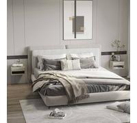 Homcom Floating Nightstands Set Of 2, Bedside Table W/ Drawer And Open Shelf In Grey Grey