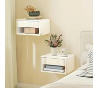 HOMCOM Floating Nightstands Set of 2, Bedside Table w/ Drawer and Open Shelf
