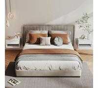 HOMCOM Floating Nightstands Set of 2, Bedside Table w/ Drawer and Open Shelf - White - 37W x 32D x 21H cm