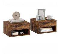 Homcom Floating Nightstands Set Of 2, Bedside Table W/ Drawer And Open Shelf