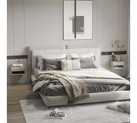 HOMCOM Floating Nightstands Set of 2, Bedside Table w/ Drawer & Open Shelf in Grey HOMCOM Grey