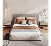 HOMCOM Floating Nightstands Set of 2, Bedside Table w/ Drawer and Open Shelf