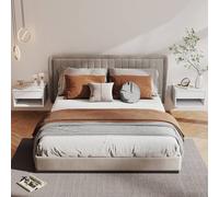 HOMCOM Floating Nightstands Set of 2, Bedside Table w/ Drawer & Open Shelf in White HOMCOM White