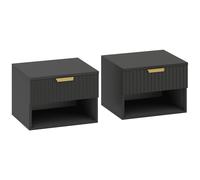 HOMCOM Floating Nightstands Set of 2, Modern Wall Mounted Bedside Tables, Black