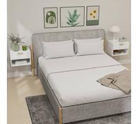 Homcom Floating Nightstands Set Of 2, Modern Wall Mounted Bedside Tables, White